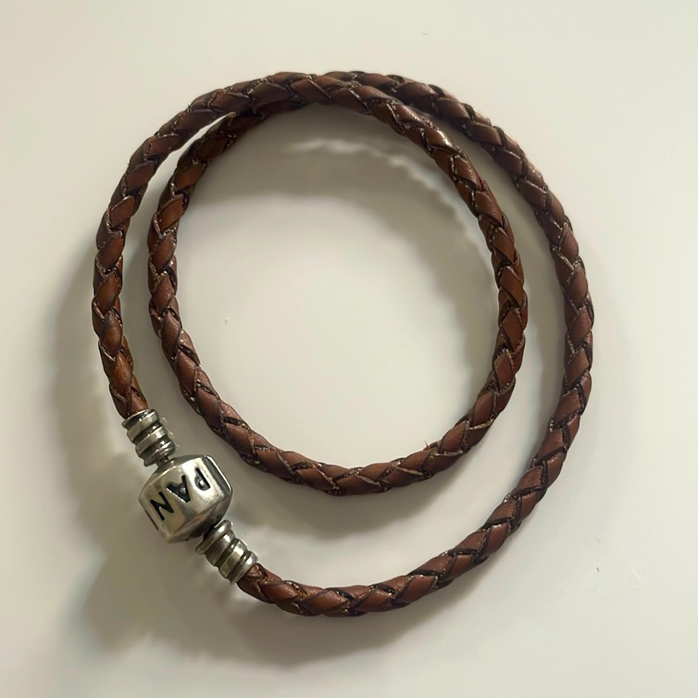 Pandora Brown double Braided Leather Bracelet